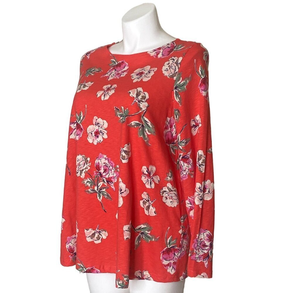 Joules Harbour Red Floral Print Light Swing Top, Long Sleeve Women's Size US 14 - Picture 7 of 13